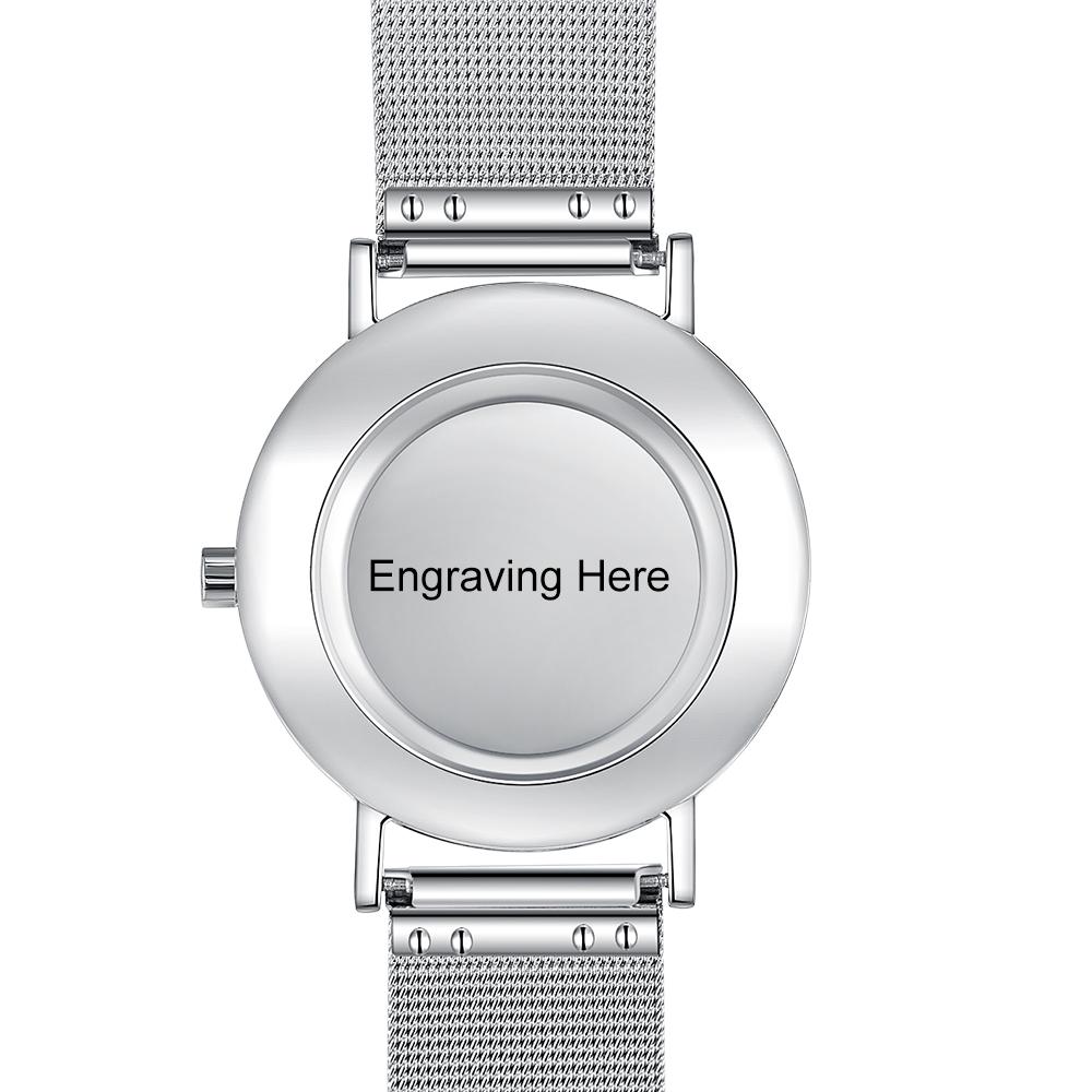 Montre Personnalisée Photo avec Gravure du prénom ou Message Bracelet pour Femme