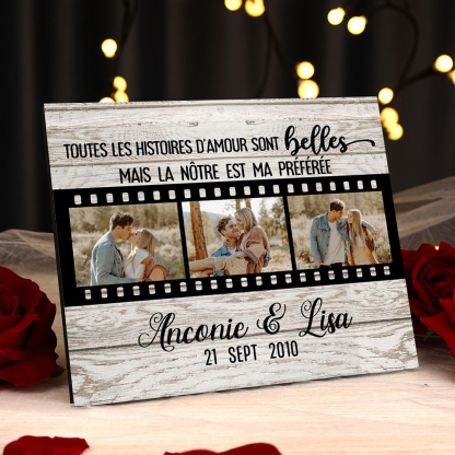 Cadre en bois de Saint-Valentin 2 Prénoms personnalisé avec 3 photos | Jessemade