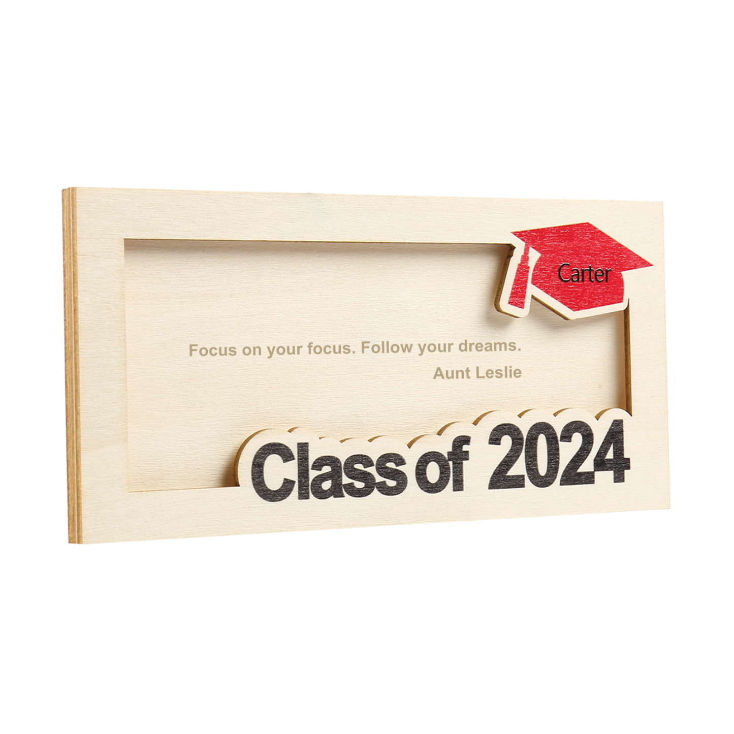 Porte-Cartes Diplômé en bois Prénom et Texte Personnalisés Cadeau de Graduation