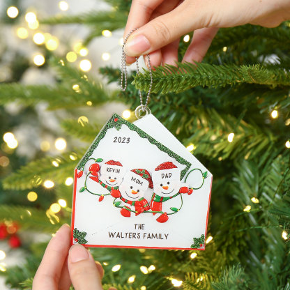 2-6 Noms Ornements de Noël Acrylique Personnalisés avec Texte et Année Bonhomme de neige