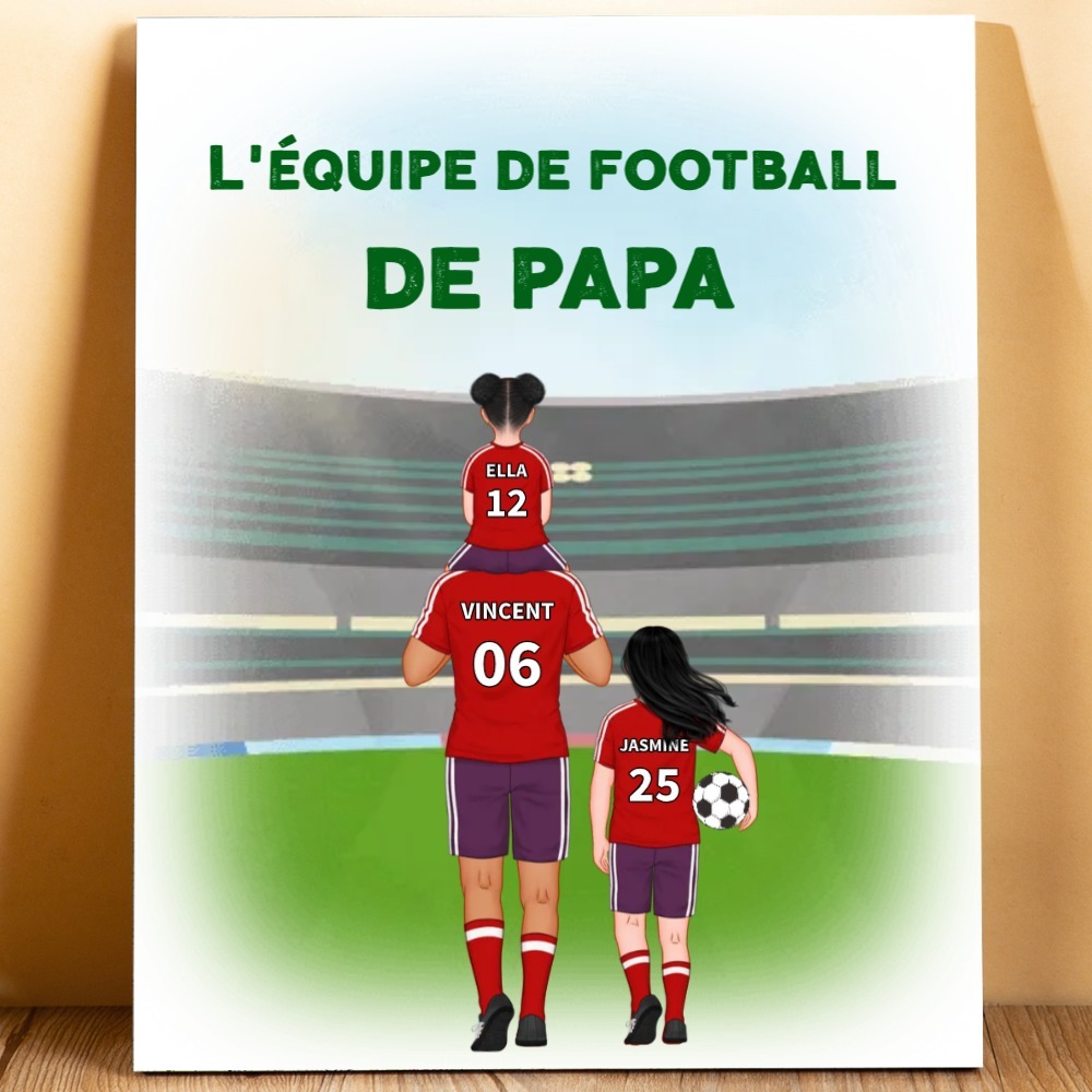À Mon Papa-Cadre en Bois l'équipe de Football de Papa 2-9 Prénoms Personnalisés avec Texte | Jessemade
