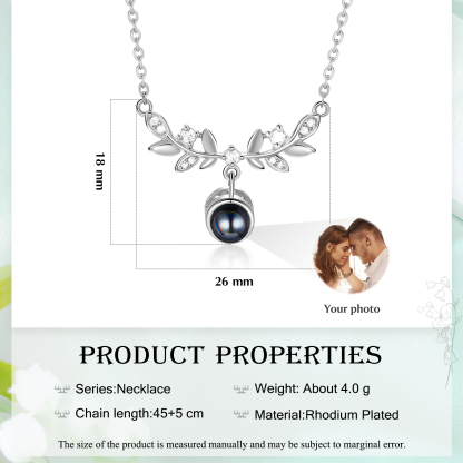 Collier Pendentif Feuille de Projection Photo Personnalisée