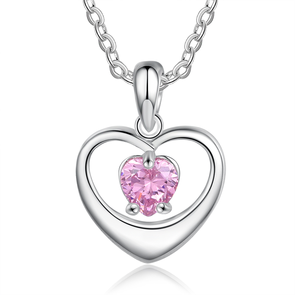 Collier 1 Prénom Personnalisé Pendentif Cœur avec 1 Pierre de Naissance