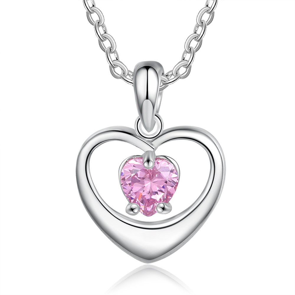 Collier 1 Prénom Personnalisé Pendentif Cœur avec 1 Pierre de Naissance