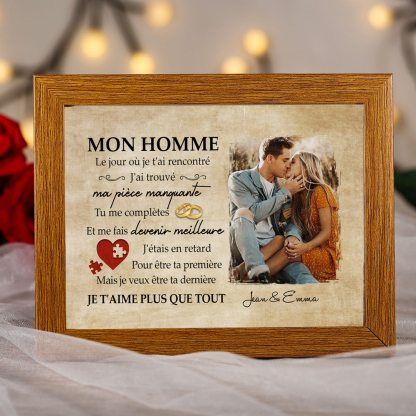 Cadre en bois de Saint-Valentin 2 Prénoms personnalisé avec photo | Jessemade