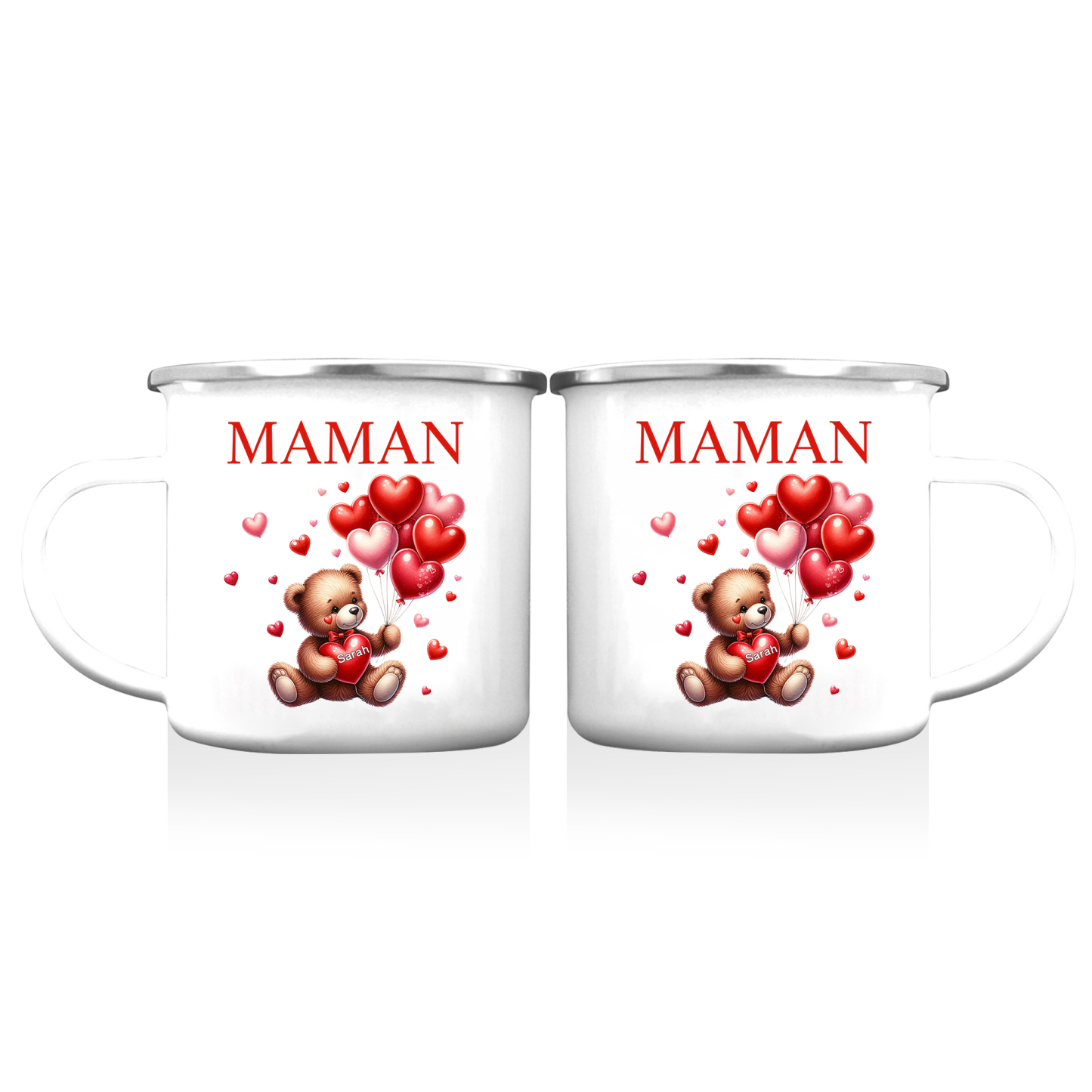 À Maman/Mamie - Tasse émaillée Ours 1 Prénom Personnalisé