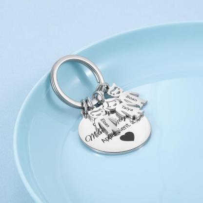Porte-Clés Personnalisé Avec Breloques 3 Enfants et Texte