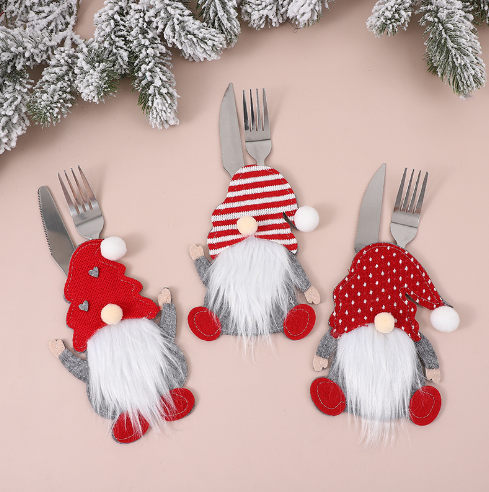 Couvre-Couteaux et Fourchettes Gnomes de Noël Cadeau pour famille | Jessemade