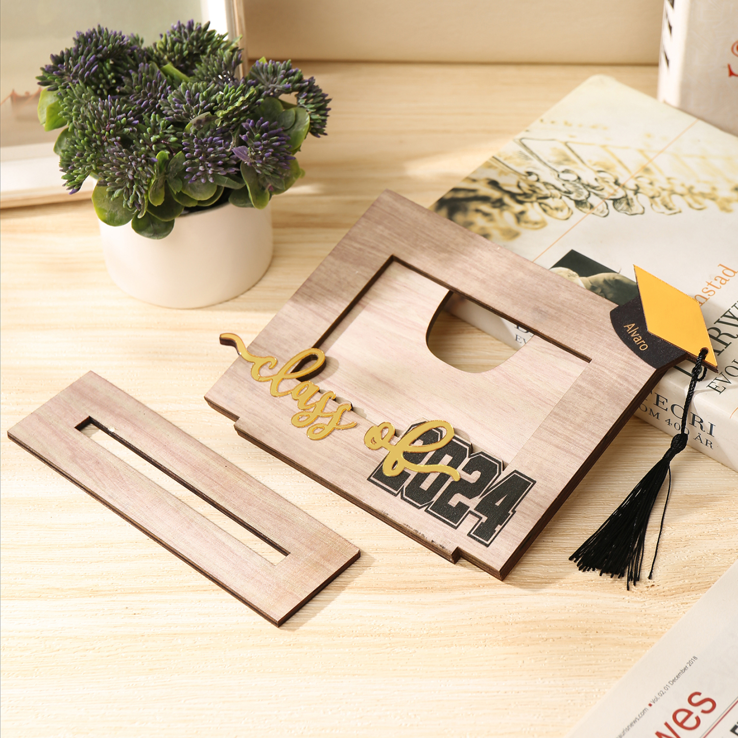 Cadre Photo Diplômé Prénom et Photo Personnalisés Décoration en bois Cadeau de Graduation