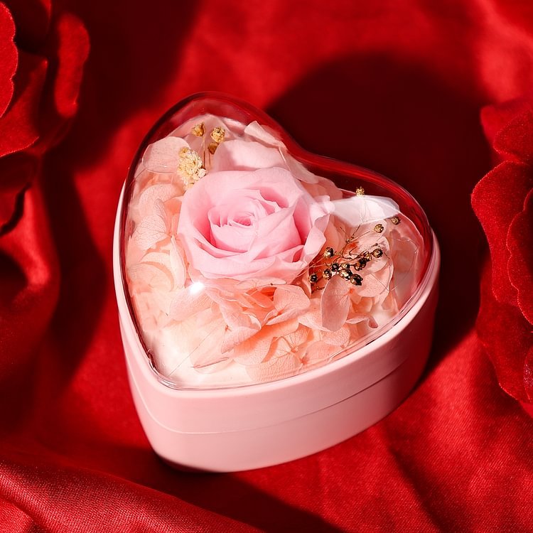 Boîte en Forme de Cœur Cadeau de Boîte à Bijoux Rose Enchantée
