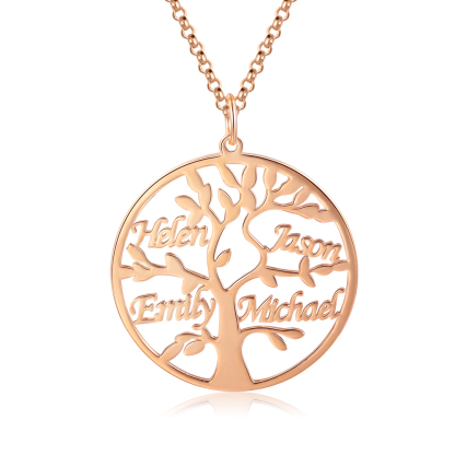 Collier Argent Arbre de vie Arbre généalogique 4 prenoms