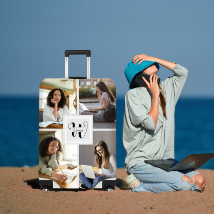 Housses de Valise 1 Prénom Personnalisé avec Lettre et 4 Photos