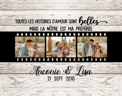 Cadre en bois de Saint-Valentin 2 Prénoms personnalisé avec 3 photos | Jessemade