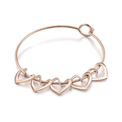 Bracelet 5 Prénoms Personnalisés avec 5 Cœurs Breloques