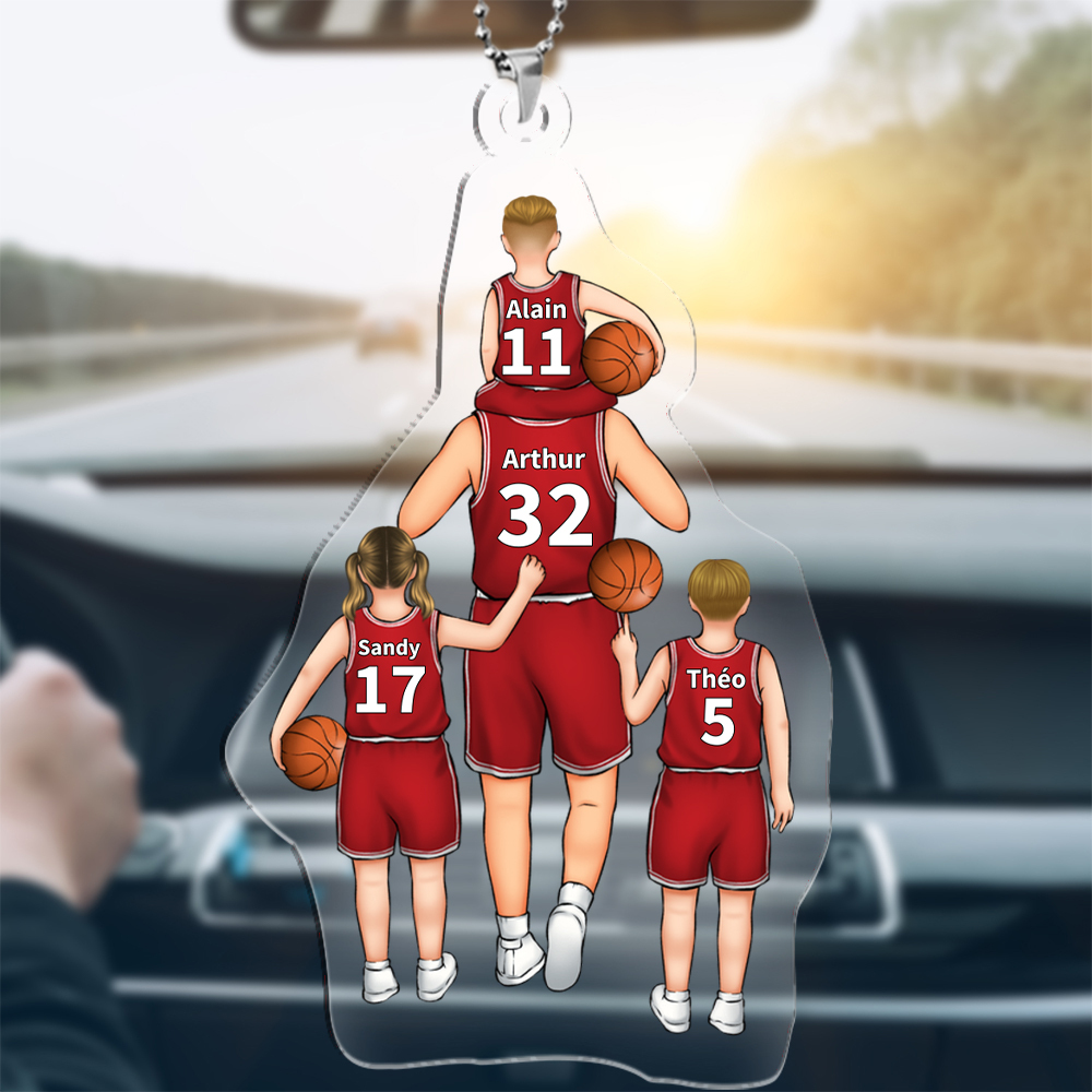 Ornements/Porte-Clés Acrylique Basket-Ball 2-5 Prénoms Personnalisés pour Famille | Jessemade