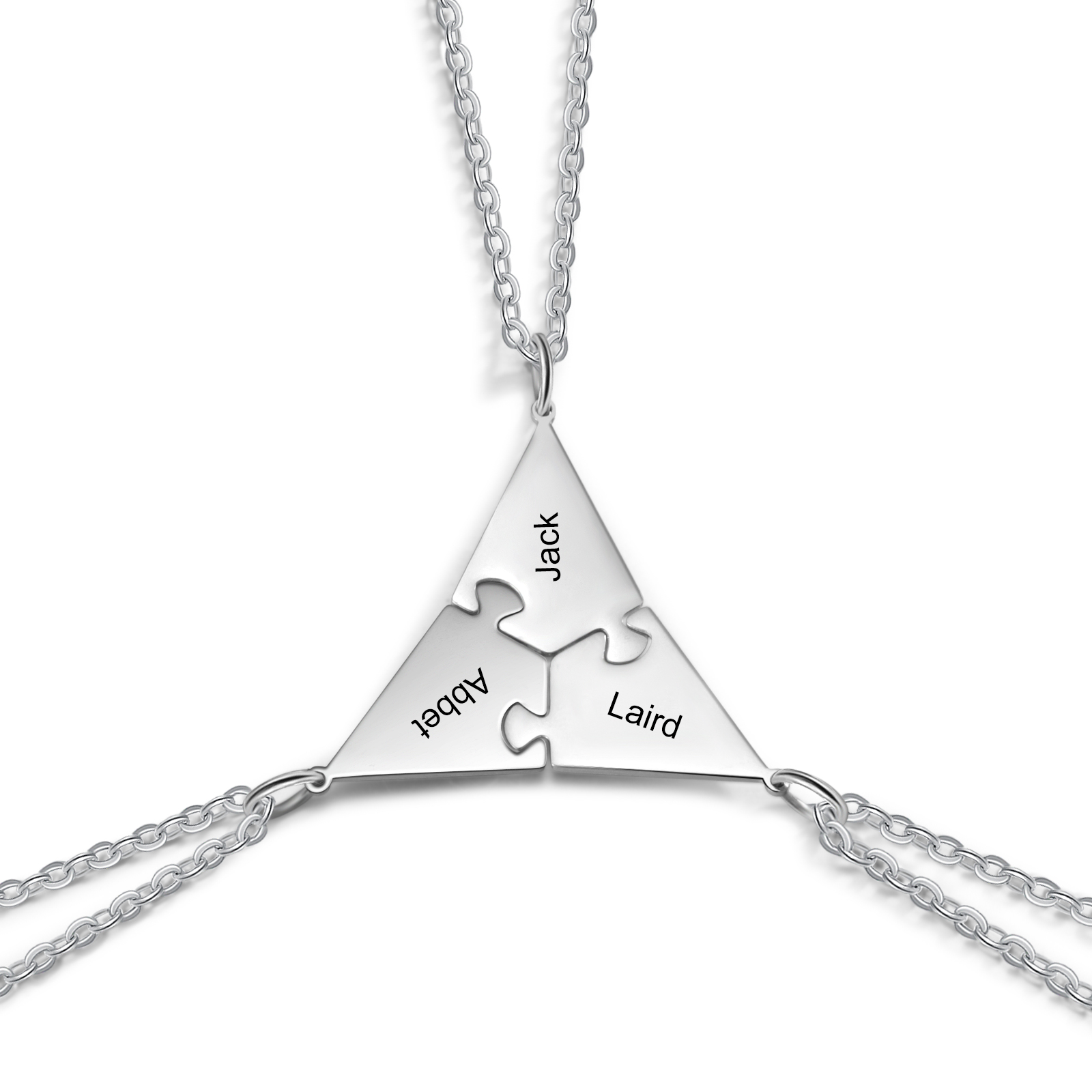 Collier d'amitié 3 pièces de puzzle 3 Prénoms