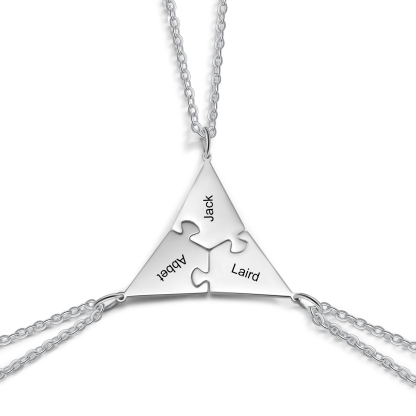 Collier d'amitié 3 pièces de puzzle 3 Prénoms