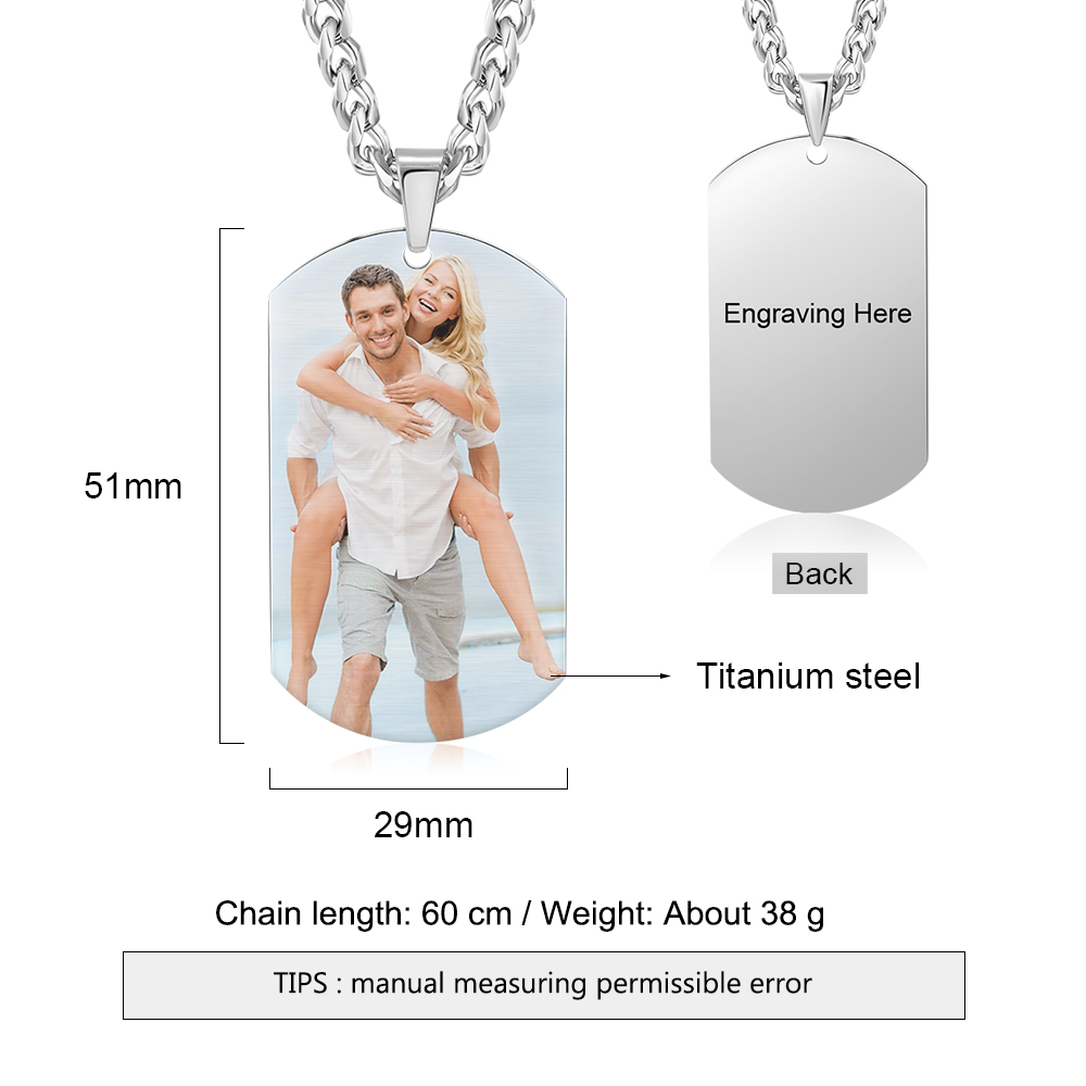 Collier Personnalisé Homme avec Photo en Acier Inoxydable｜Jessemade