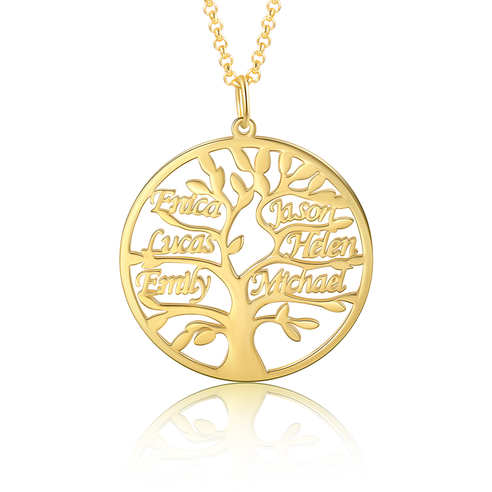 Collier Argent Arbre de vie Arbre généalogique 6 prenoms