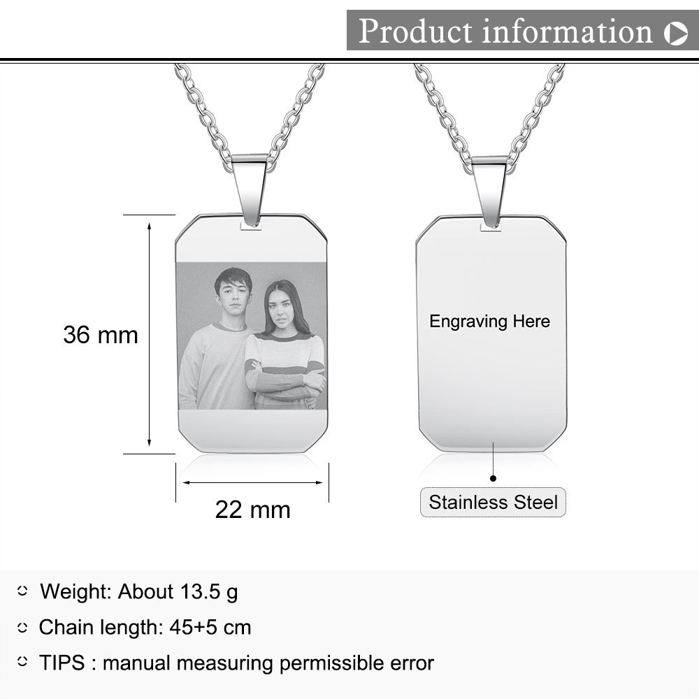 Collier Photo Personnalisé Prénom Gravé Pour Lui Collier Homme