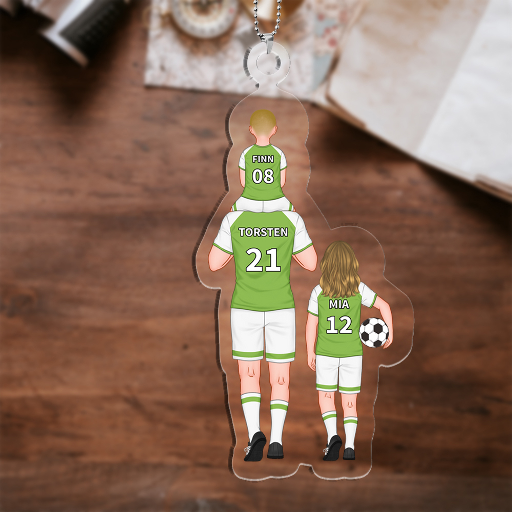 Porte-Clés de Football en Acrylique avec 2-9 Prénoms Personnalisés cadeau anniversaire homme | Jessemade