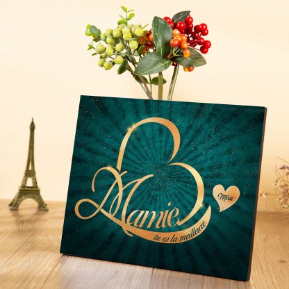 À ma Mamie - Cadre en Bois Cœur 1-6 Prénoms Personnalisés