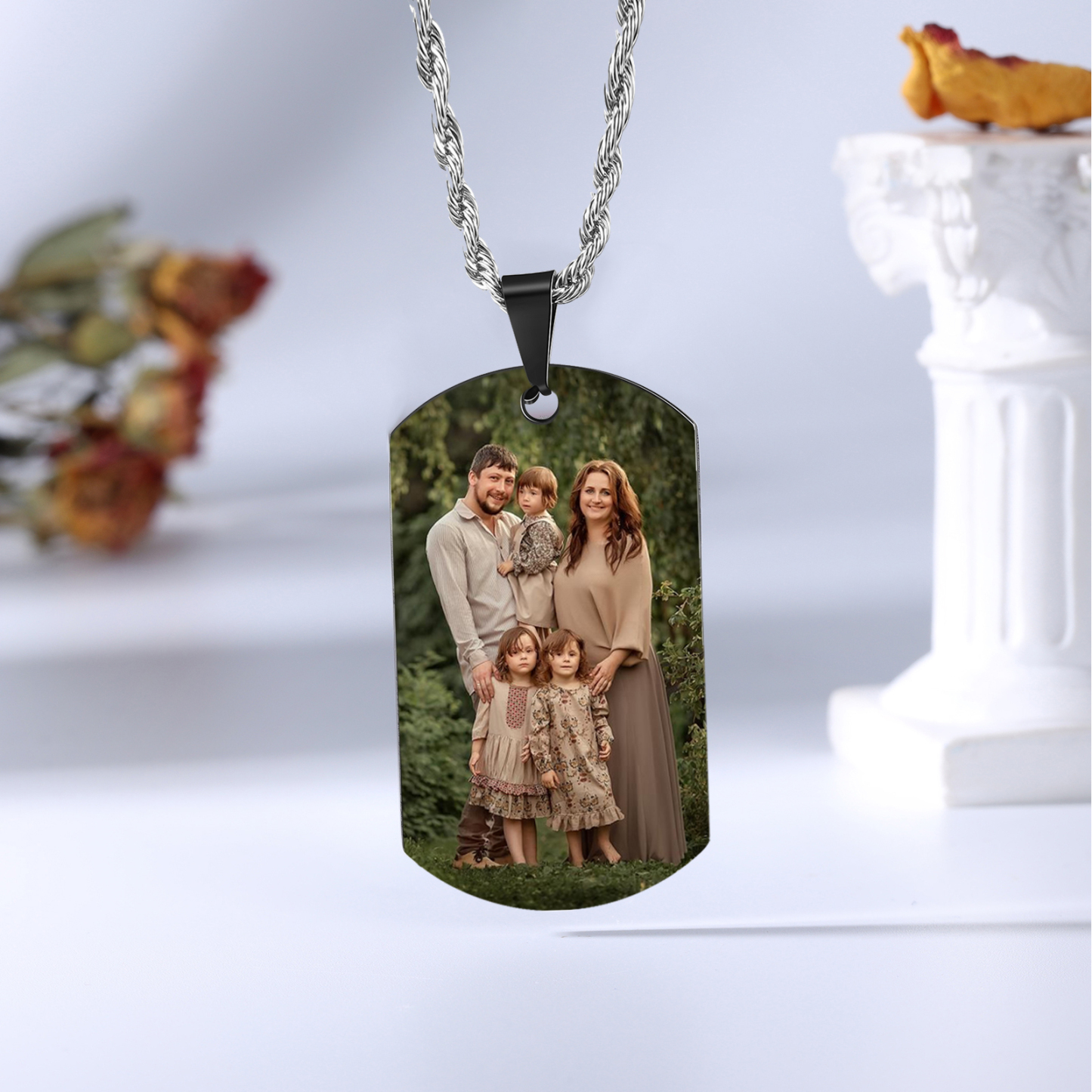 Collier Lettre 1 Prénom et Lettre Personnalisés avec Photo pour Homme|Jessemade