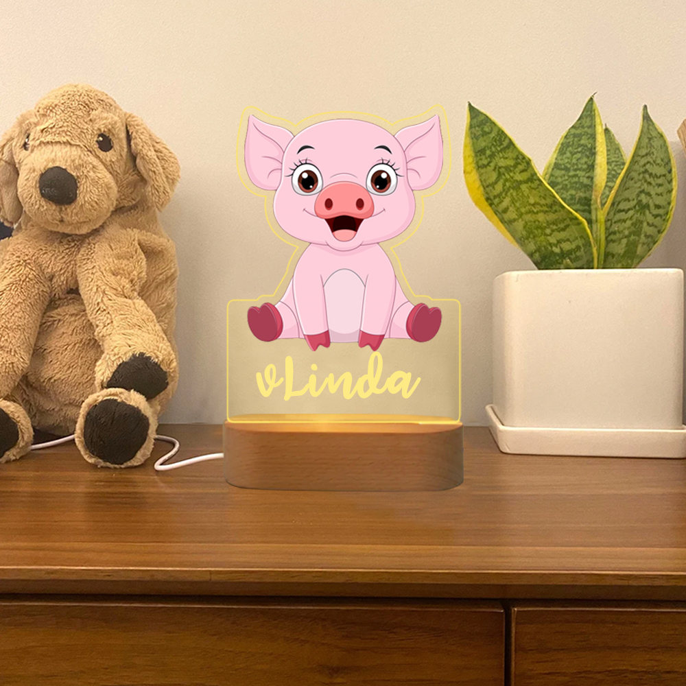 Lampe de chevet 27 animaux Prénom personnalisé LED Lumières 