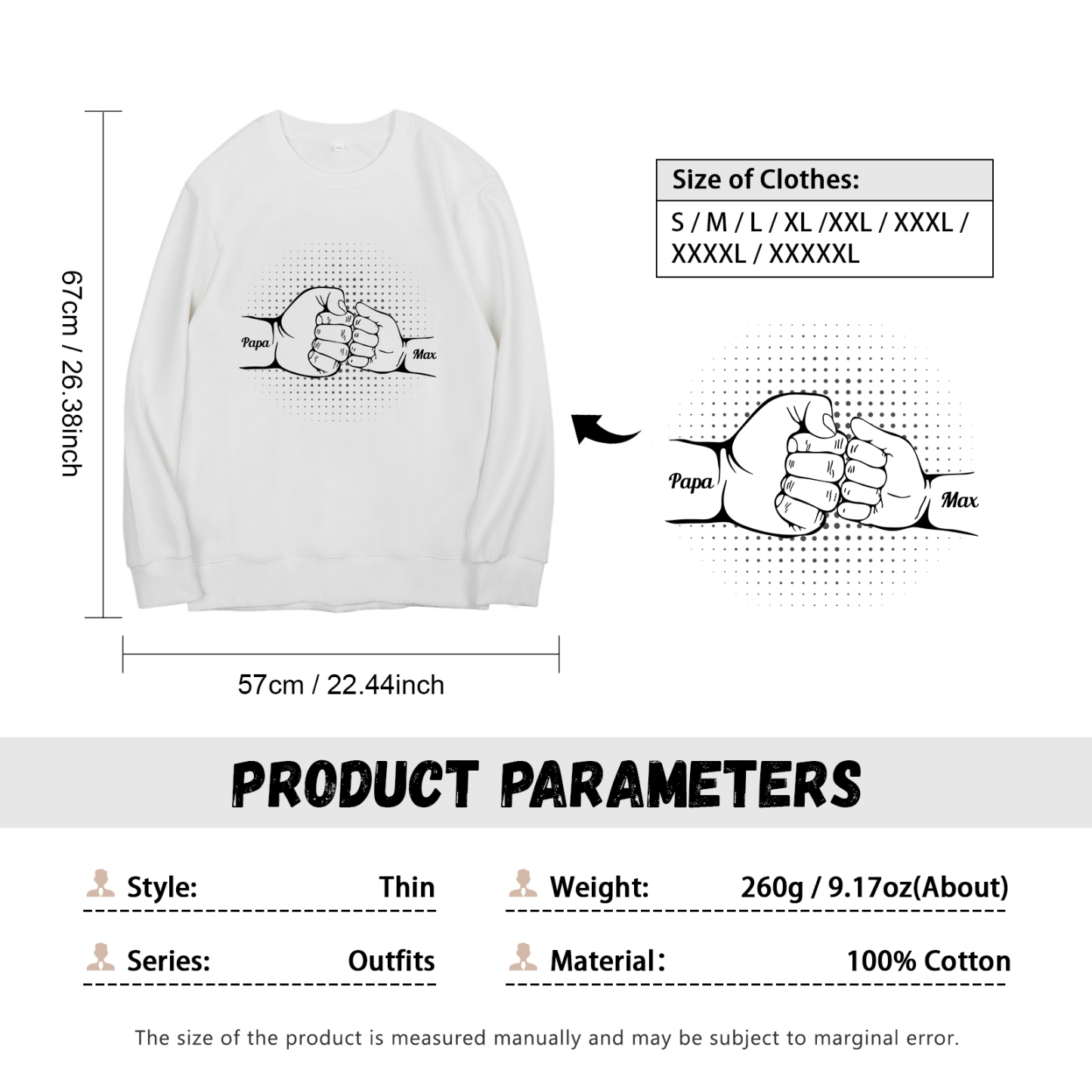 Sweat-Shirt Poings 2 Prénoms Personnalisés