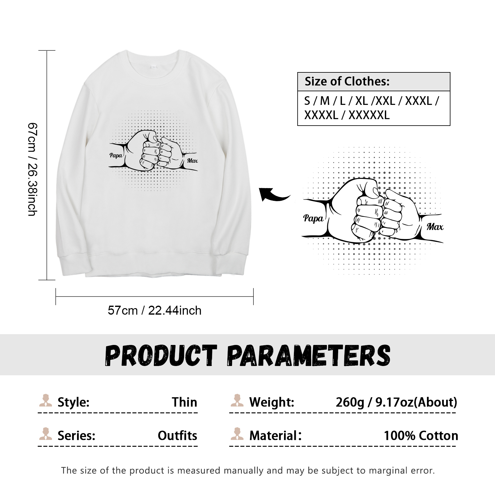 Sweat-Shirt Poings 2 Prénoms Personnalisés