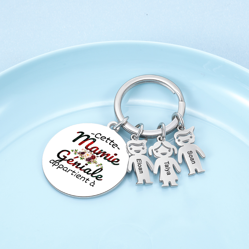 À Ma Mamie - 1-5 Noms Porte-Clés Personnalisés Avec Breloques Enfants