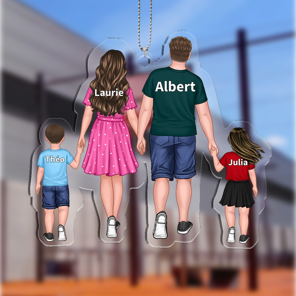 Porte-Clés/Ornements Acrylique Famille 2-10 Prénoms Personnalisés | Cadeau Fête des Pères | Jessemade