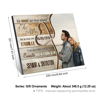 Cadre en Bois 2 Prénoms Personnalisés avec Date et Photo pour Couple Cadeau Saint Valentin | Jessemade