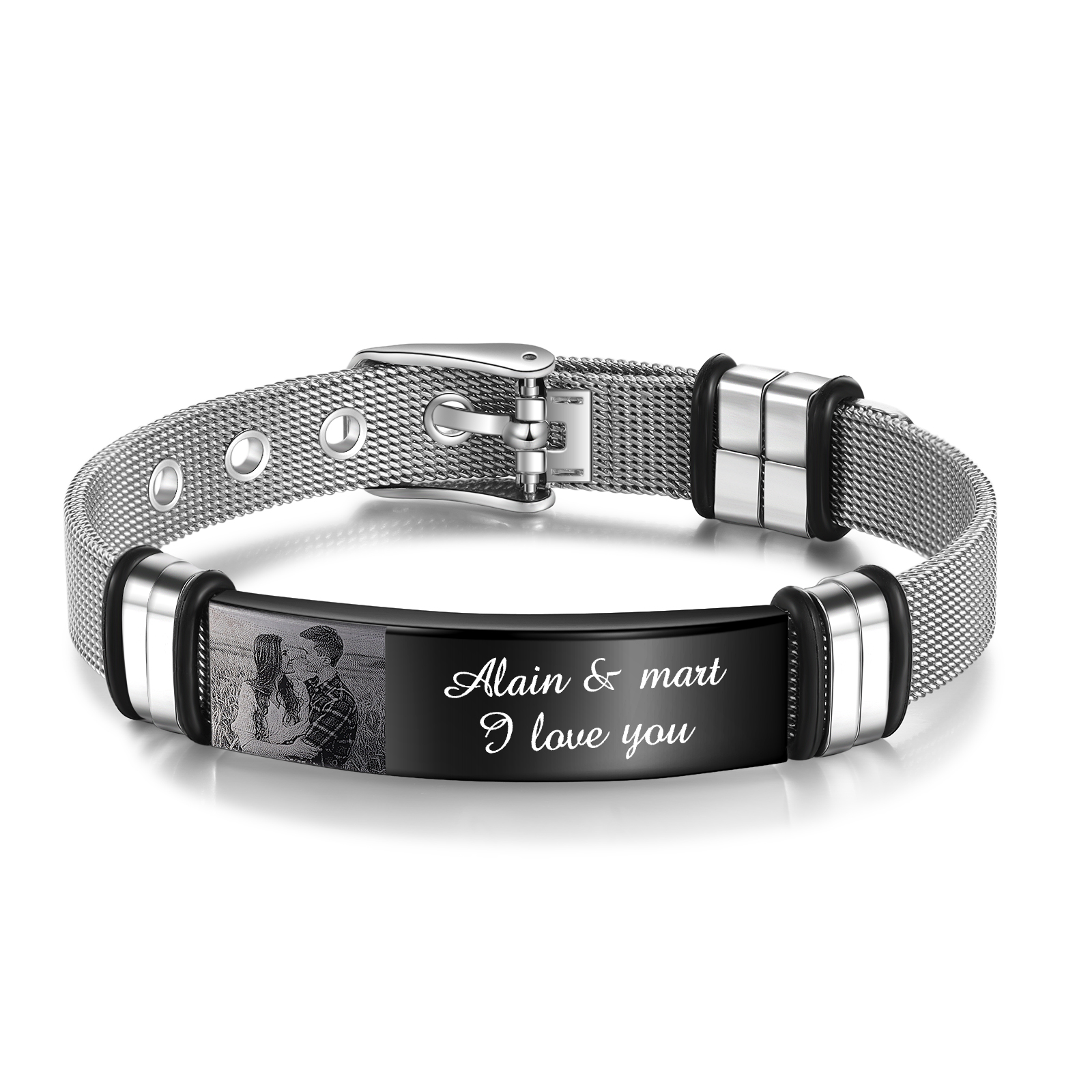 À mon Papa - Bracelet Personnalisé 2 texte avec photo