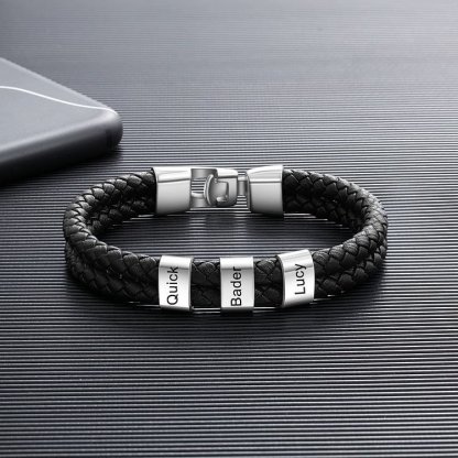 À mon Papa - 1-8 Noms Bracelet Cuir tressé Personnalisé Bracelet Homme