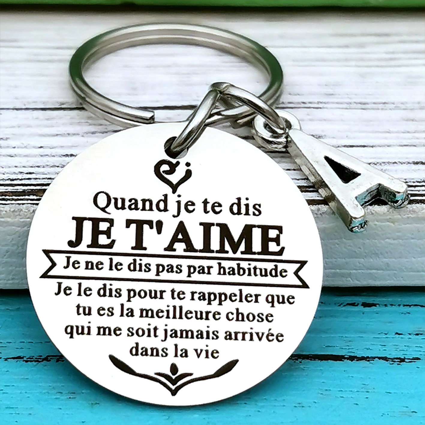Jessemade FR Porte-clés gravé personnalisé 1 lettre