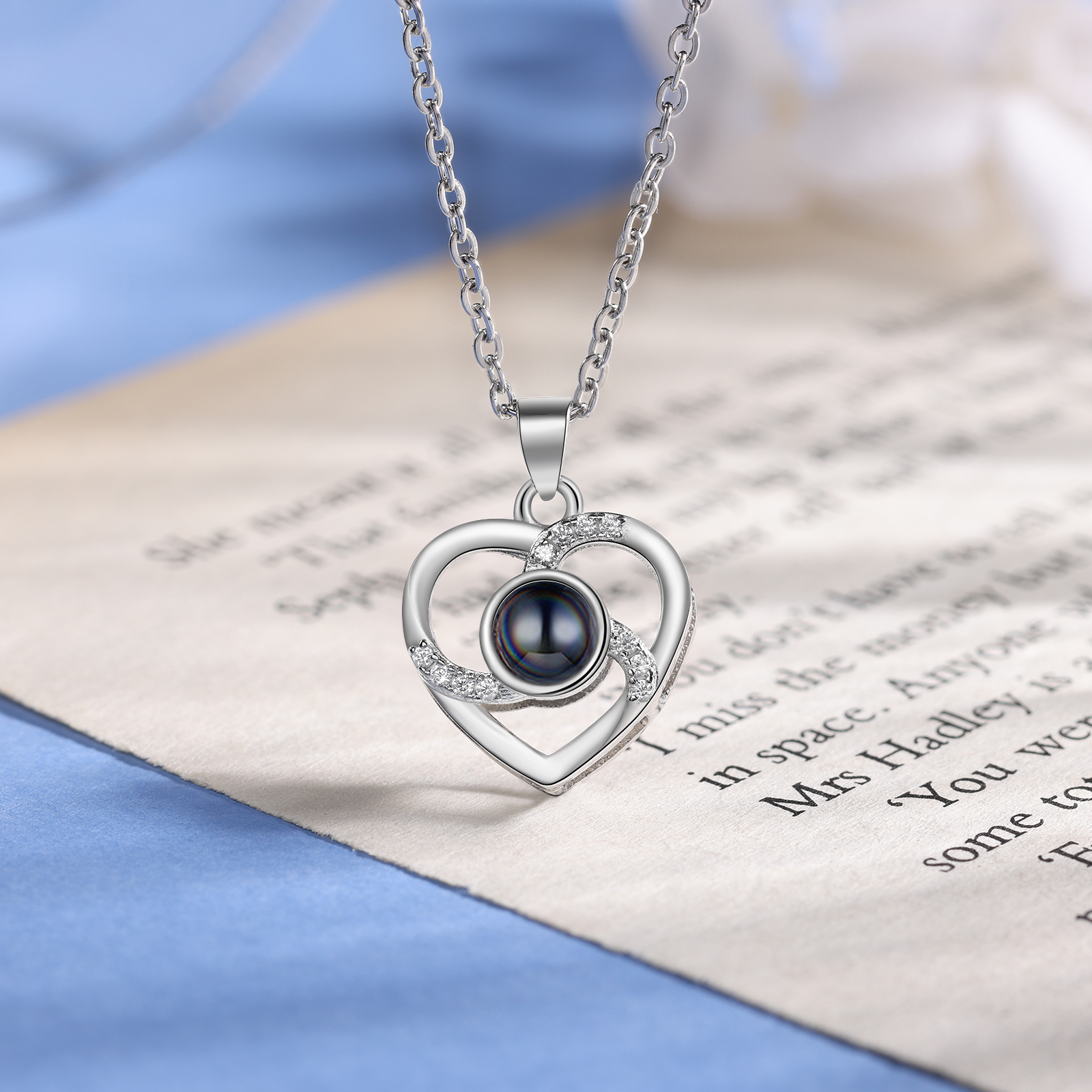 Collier Cœur Projection de Pierres 1 Photo Personnalisée Collier pour Femmes | Jessemade