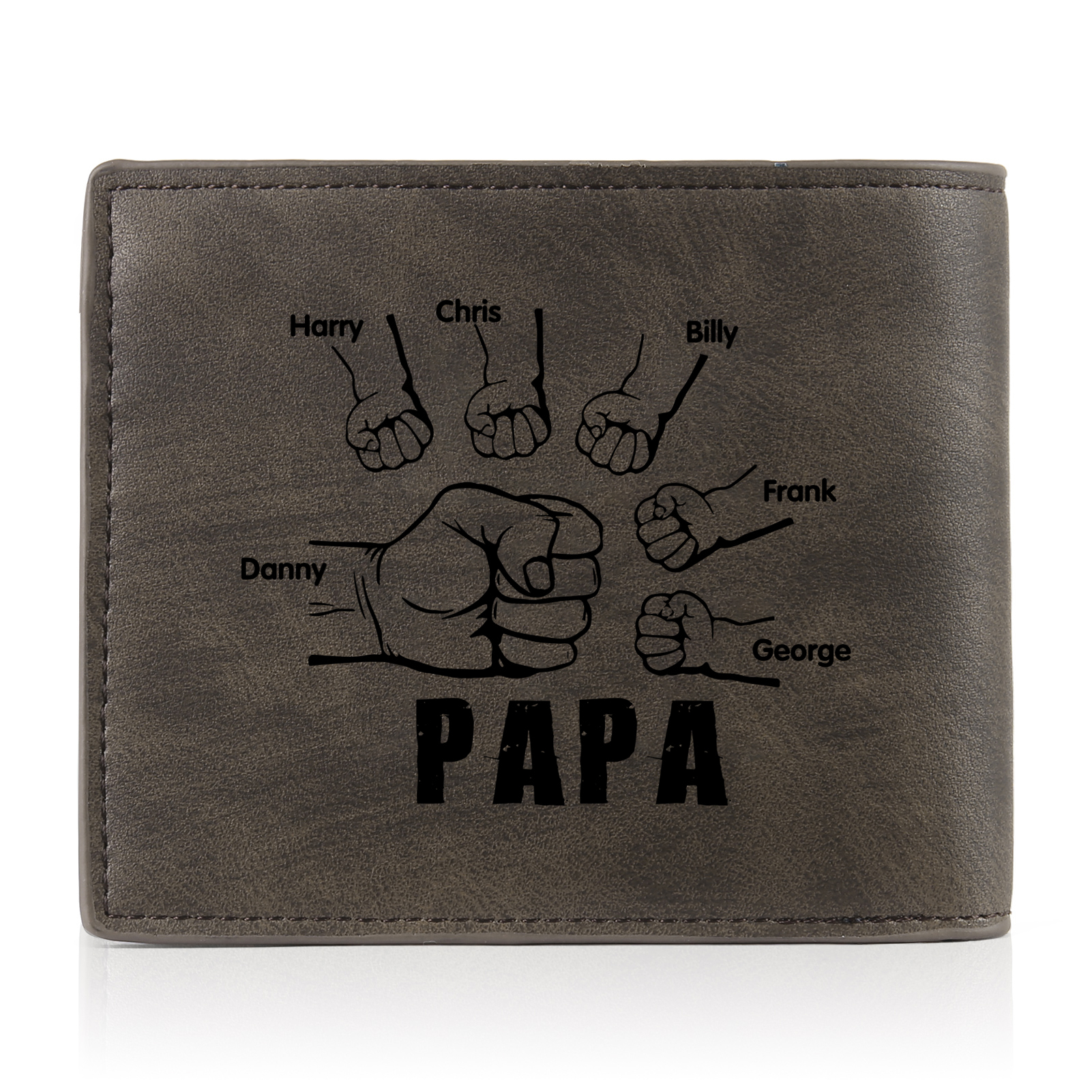 À mon Papa - Portefeuille Poings 6 Prénoms Personnalisés avec Photo Classique Homme Porte-Monnaie Carte
