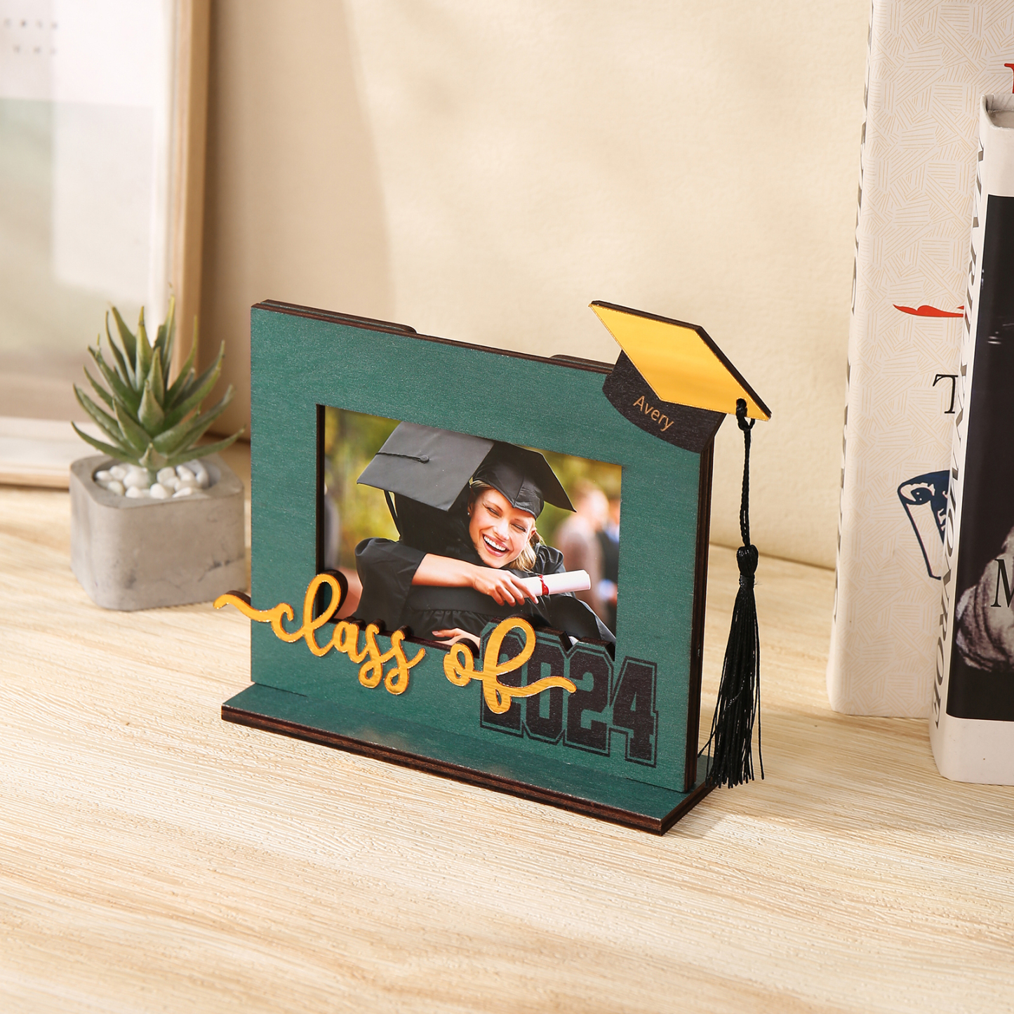 Cadre Photo Diplômé Prénom et Photo Personnalisés Décoration en bois Cadeau de Graduation