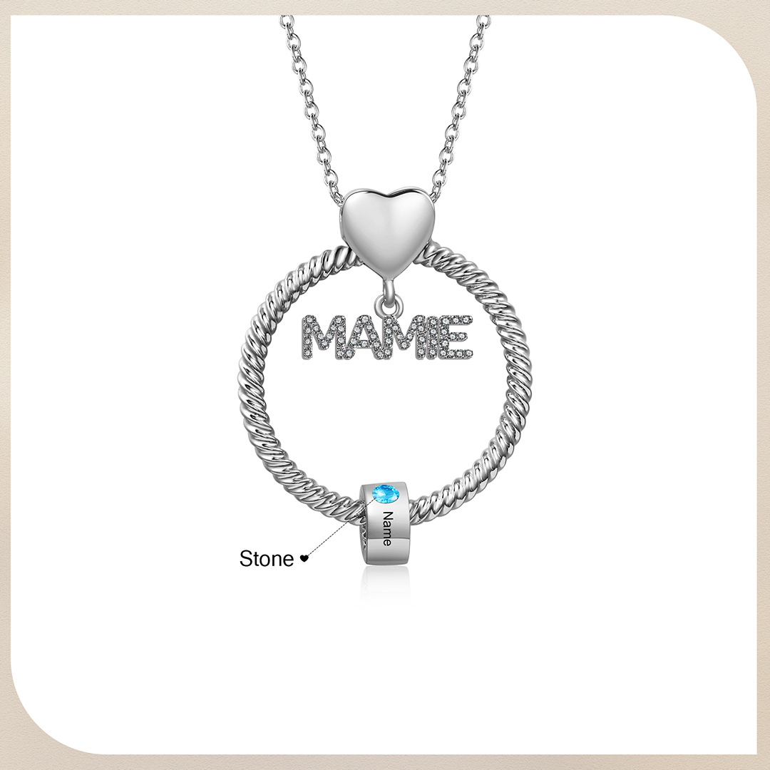 À ma Mamie - Collier Personnalisé Pendentif 1 Prénom et Pierre de naissance Or/Argent｜Jessemade