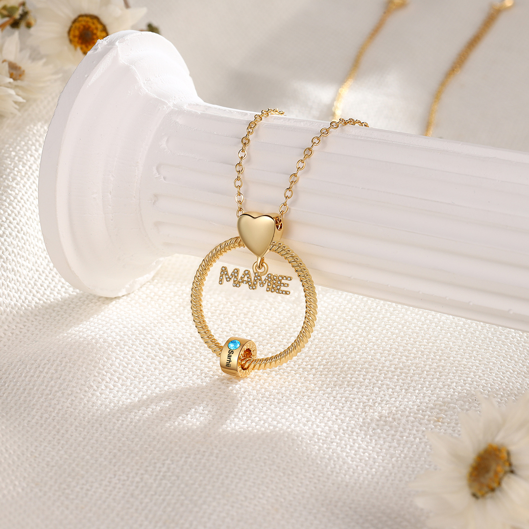 À ma Mamie - Collier Personnalisé Pendentif 1 Prénom et Pierre de naissance Or/Argent｜Jessemade