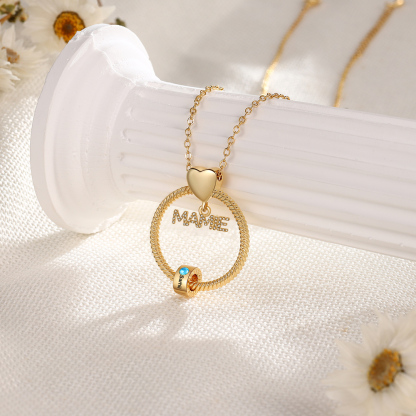 À ma Mamie - Collier Personnalisé Pendentif 1 Prénom et Pierre de naissance Or/Argent｜Jessemade