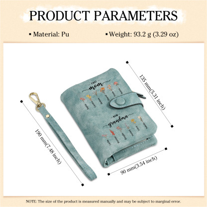 Portefeuille Fleur de naissance 2-12 Prénoms Personnalisés Porte-Monnaie Carte pour Femmes