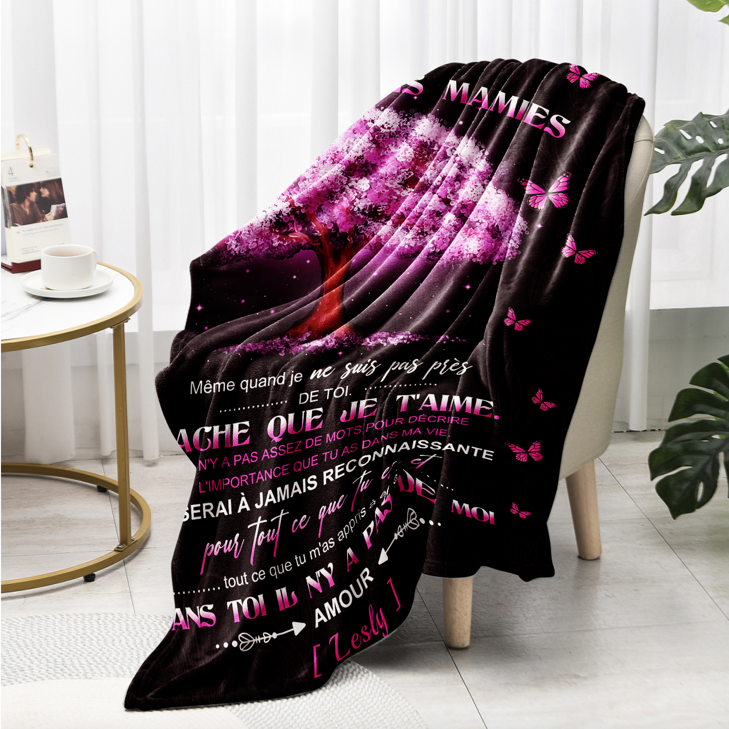 À ma Mamie - Couverture Plaids Polaire 1 Prénom Personnalisé