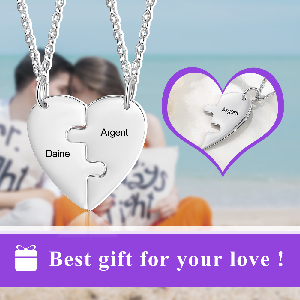 Collier Personnalisé avec 2 Prénoms Collier Coeur pour Couple|Jessemade