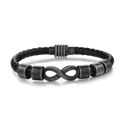2-5 Noms Bracelet Infini Vintage Personnalisés avec Texte Bracelet Homme