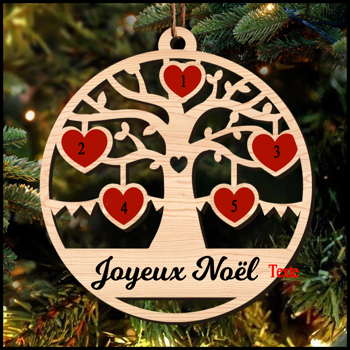 Décoration Sapin Noël Arbre de vie Arbre 5 Prénoms Personnalisés | Jessemade