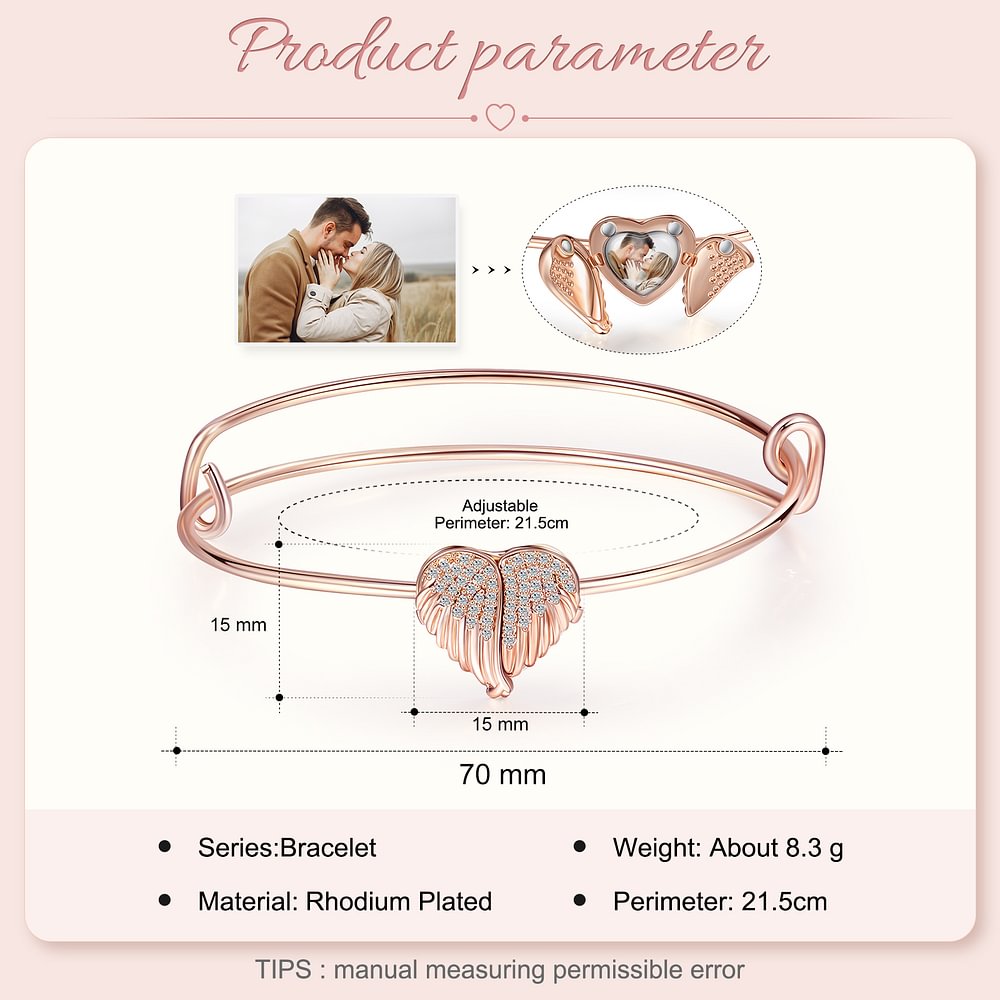 Bracelet Photo Personnalisée avec Cœur Breloque
