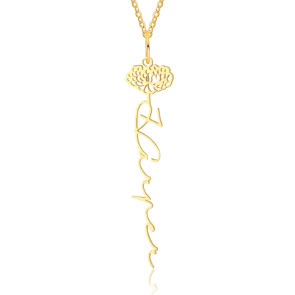Collier prénom personnalisé 12 fleurs de naissance