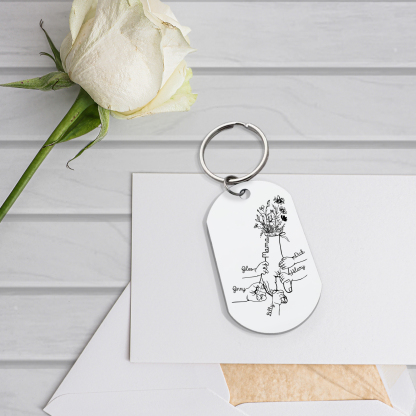 À Ma Maman - Porte-Clés la Main dans la Main 6 Prénoms Personnalisés